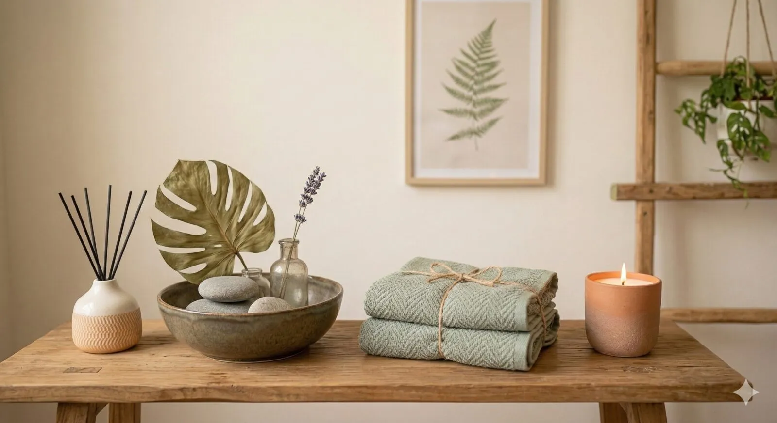 Nyugalom és biztonság – gyertya, levendula, puha textilek
